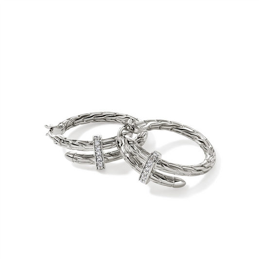 John Hardy Diamond Spear Hoop Earrings