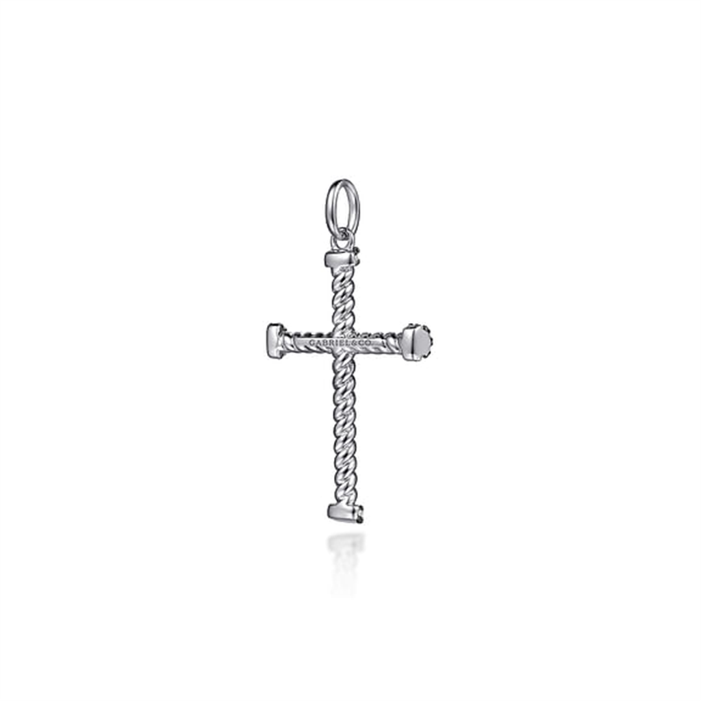 Gabriel Sterling Silver & Black Spinel Cross Pendant