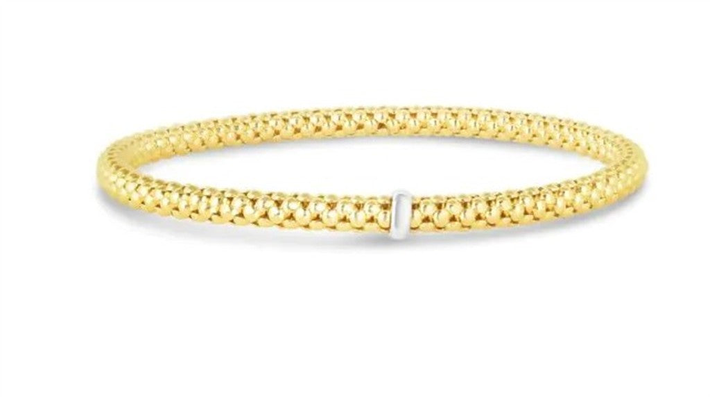 Rolland's Design 14K Two Tone 4Mm Stretchable Popcorn Bangle
