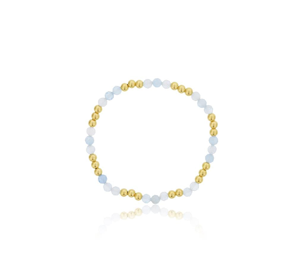 Dee Berkley Aquamarine & Gold Bead Station Bracelet