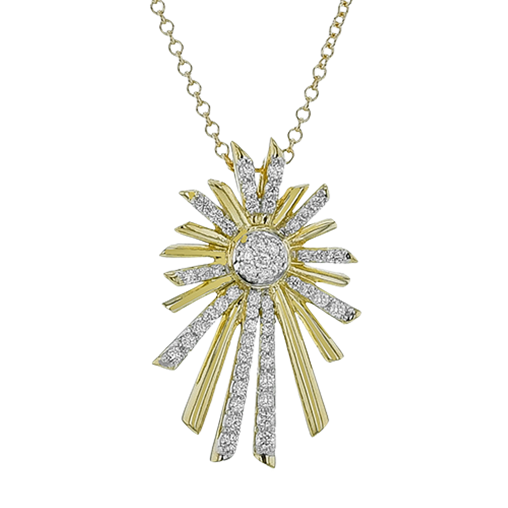Simon G. 18K Two Tone Diamond Sunburst Pendant