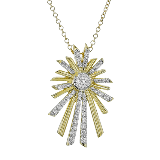 Simon G. 18K Two Tone Diamond Sunburst Pendant