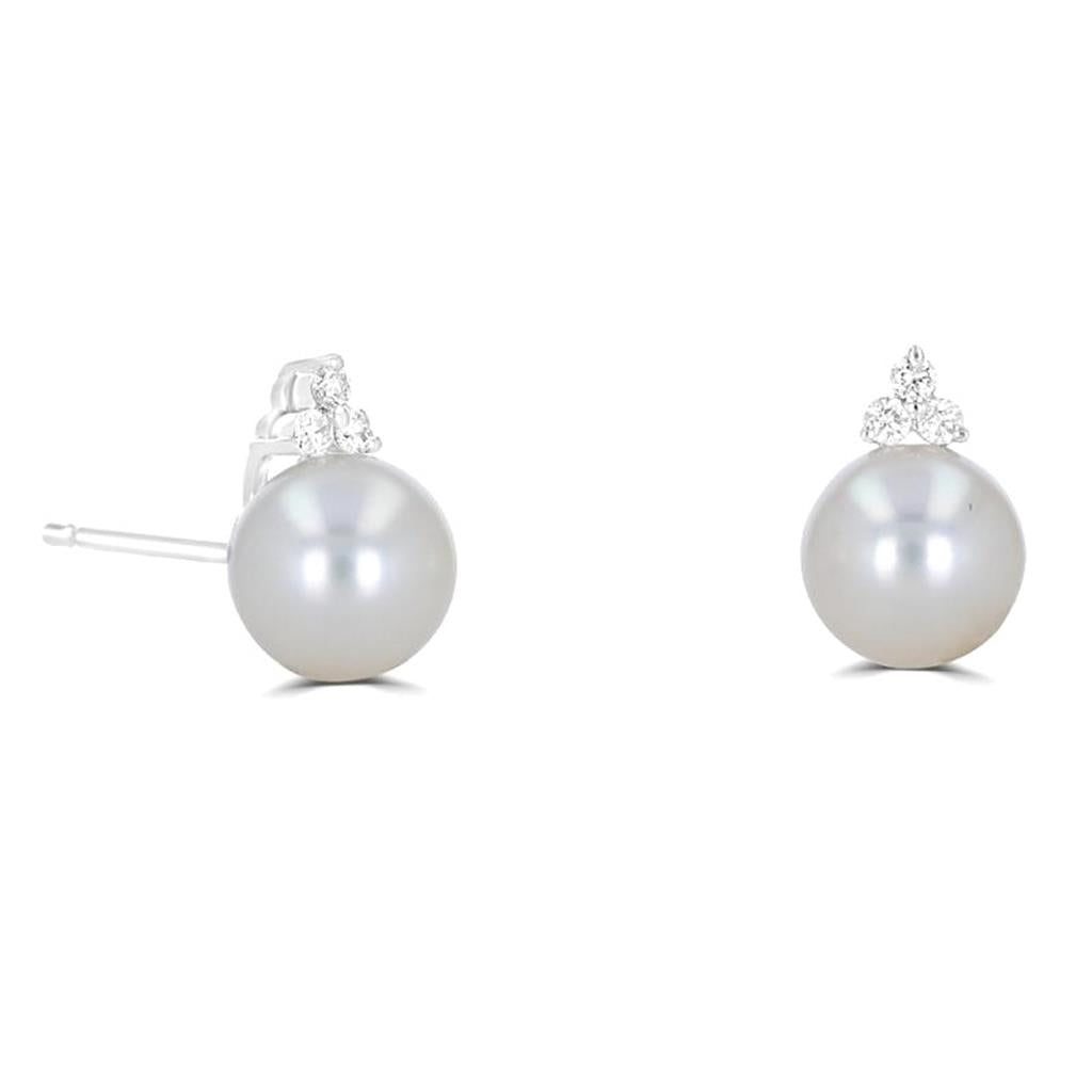 Pearl & Diamond Halo Earring Studs
