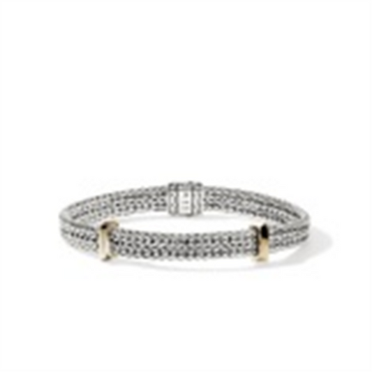 John Hardy Silver Icon Link Flat Chain Bracelet with Gold Stations