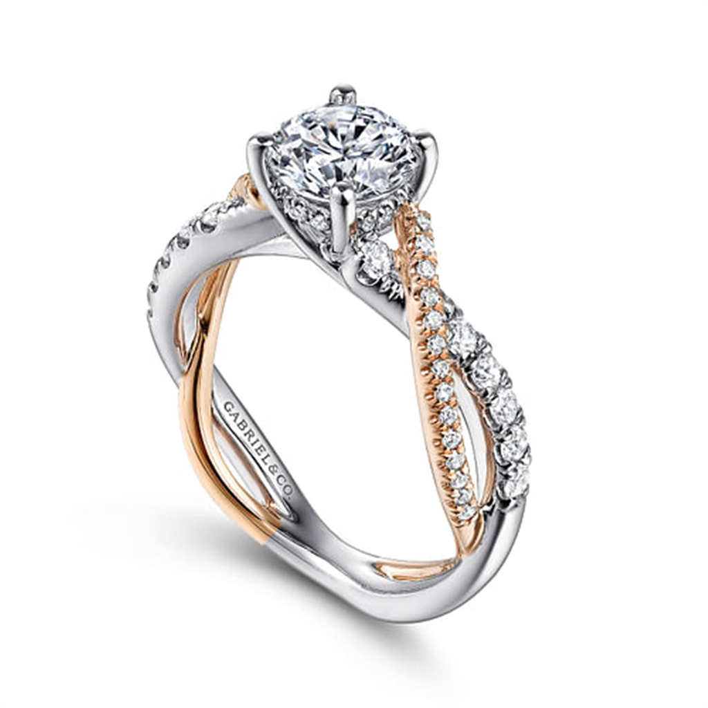 Gabriel Two Tone Twisted Diamond Semi Mount