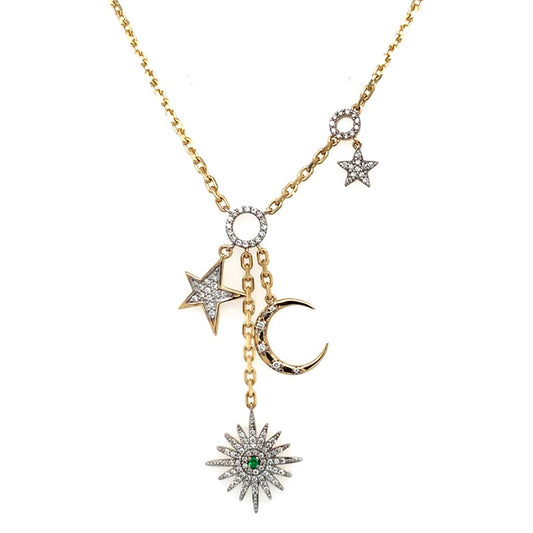 Rolland's Designs Diamond & Emerald Charm Necklace