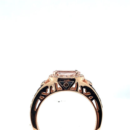 Estate 14K Rose Gold Limited Edition Levian Morganite & Chocolate Diamond Ring