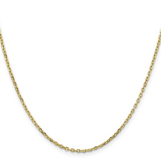 14K Yellow Gold 1.0Mm Cable Link Diamond Cut Chain