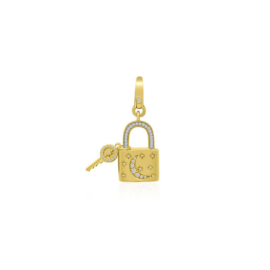 Rolland's Designs 14K Gold Diamond Lock & Key Pendant