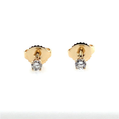 Estate 14K Yellow Gold Round Diamond Stud Earrings