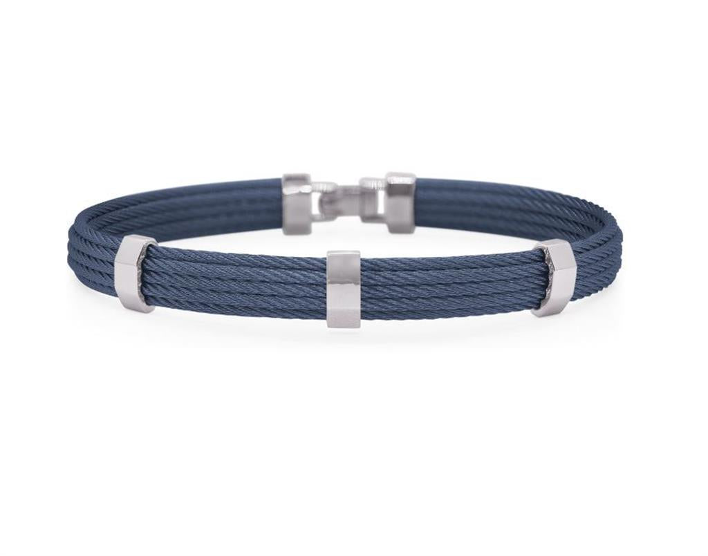 ALOR Blue Cable Triple Station Bracelet