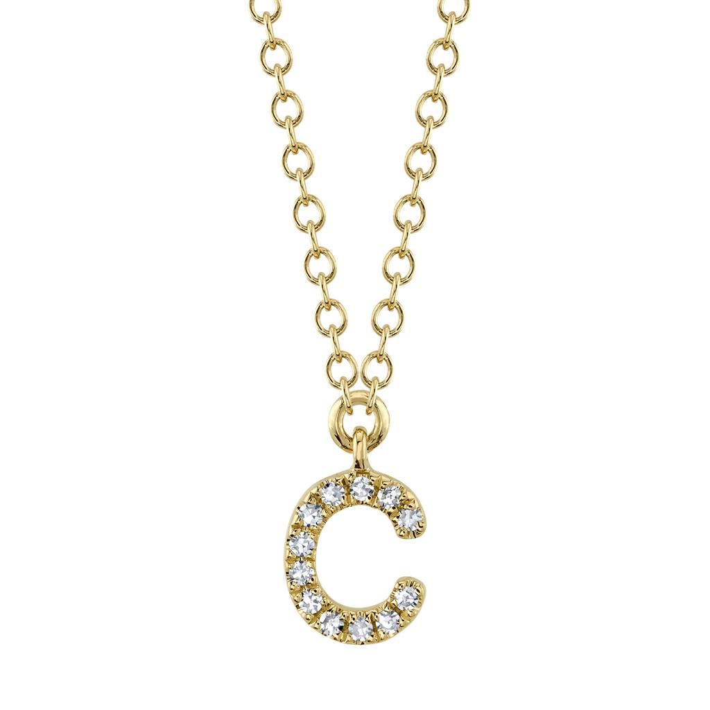 Shy 14Ky Diamond Initial "C" Necklace