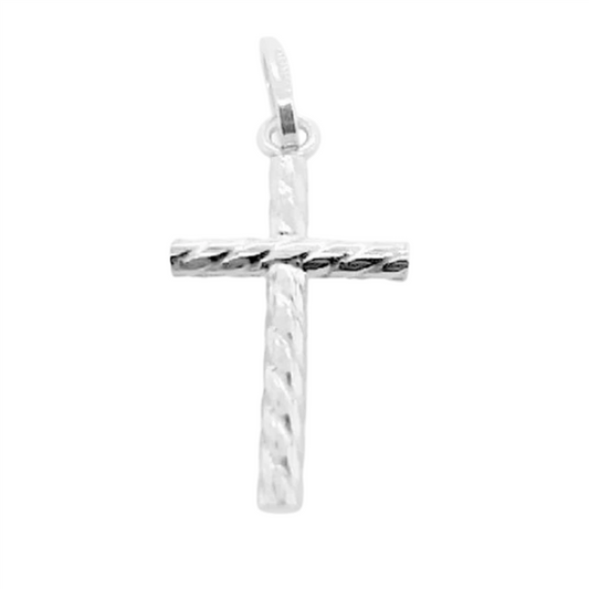 14K White Gold Cross Pendant