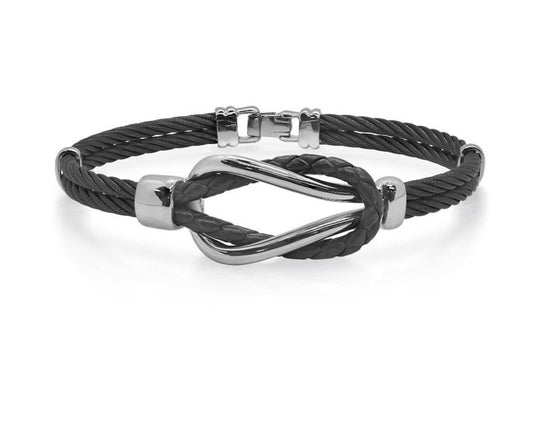 Alor Men’s Cable & Leather Square Knot Bracelet