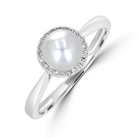 Rollands Design Pearl & Diamond Ring
