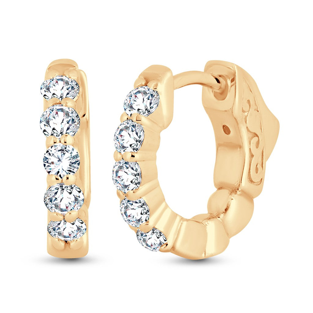 Rolland's Designs 14K Yellow Gold Diamond Hoop Earrings