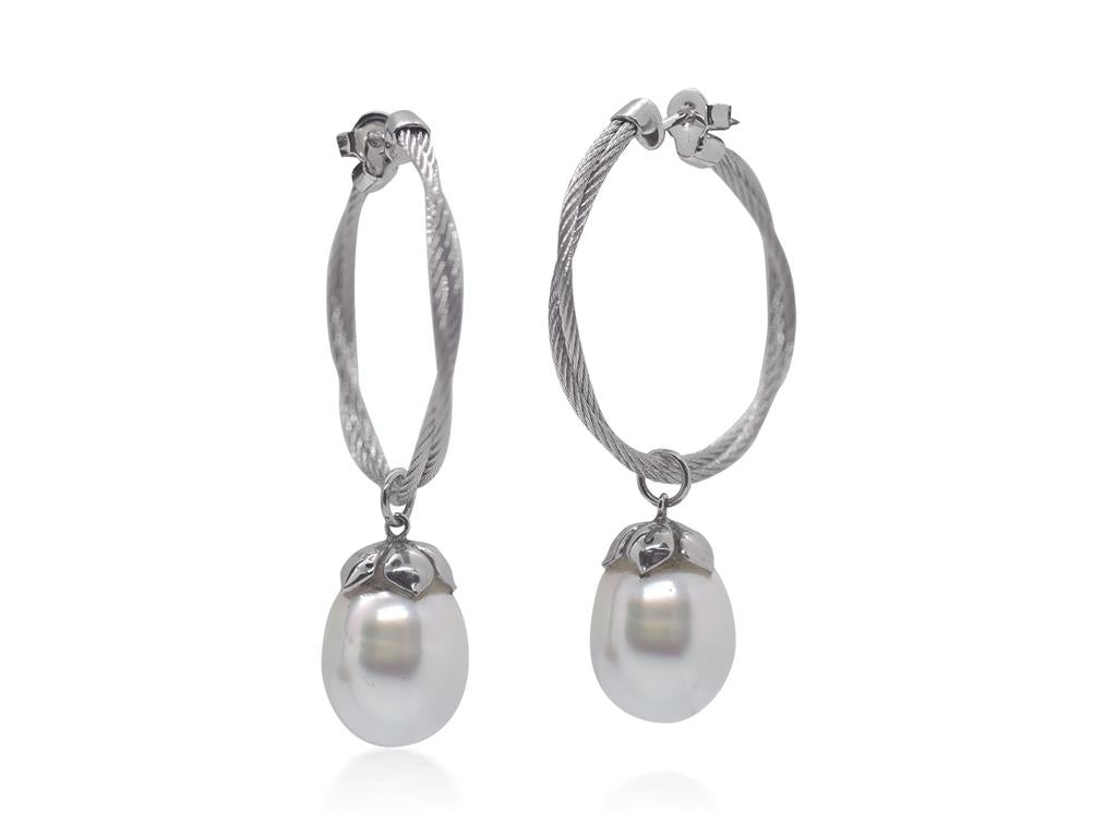 Alor Round Cable Pearl Earrings