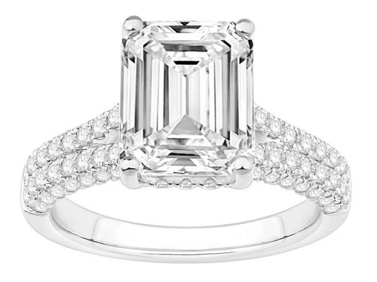 14K White Gold Lab Grown Emerald Cut Ring