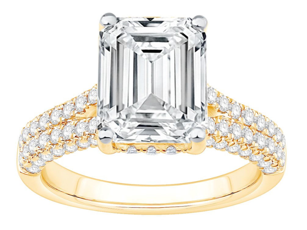 14K Yellow Gold Lab Grown Emerald Diamond Ring