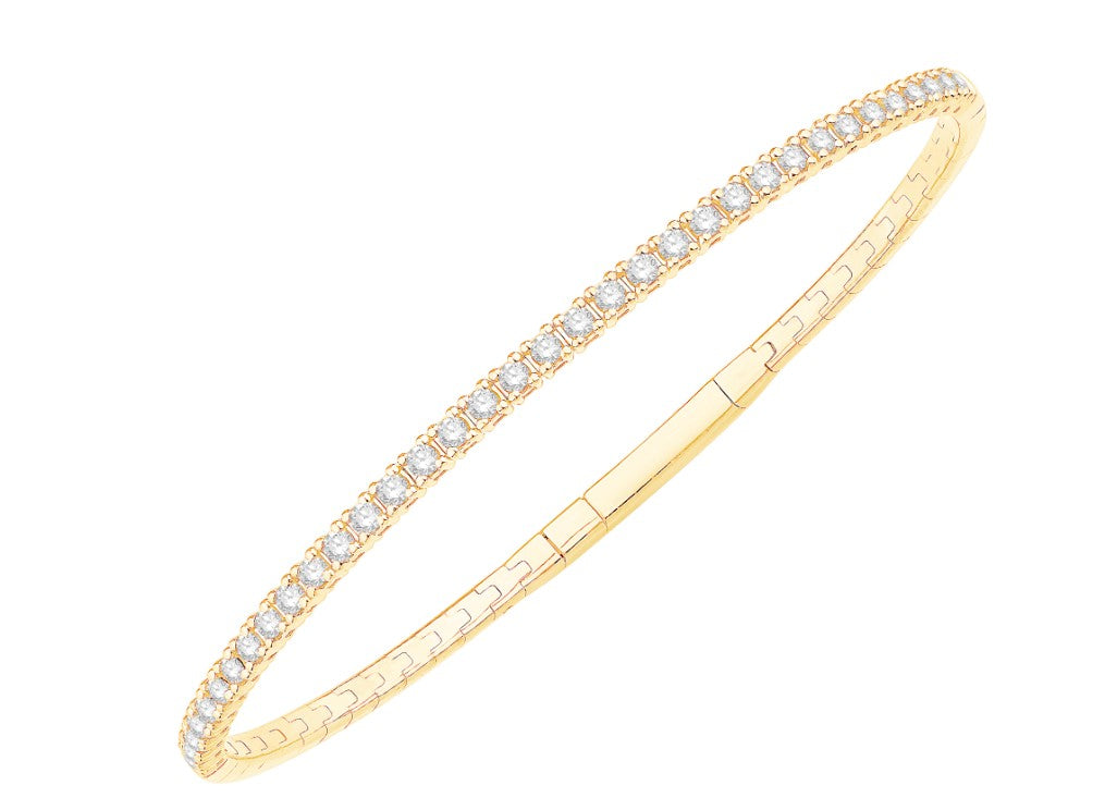 14K Yellow Gold Lab Grown Diamond Flexible Bangle