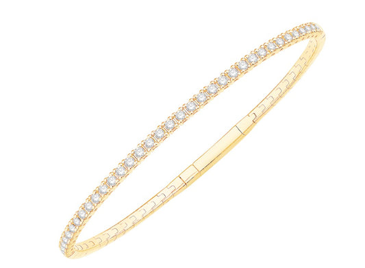 14K Yellow Gold Lab Grown Diamond Flexible Bangle
