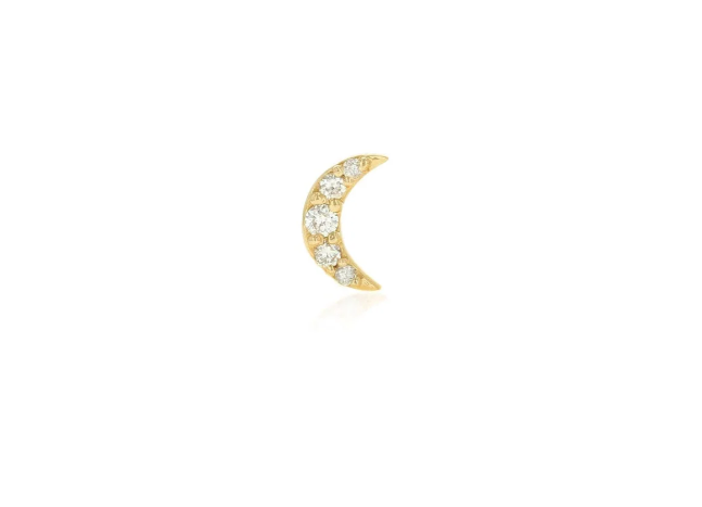 Rolland's Designs Single Diamond Pave Crescent Moon Stud Earrings