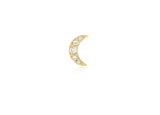 Rolland's Designs Single Diamond Pave Crescent Moon Stud Earrings